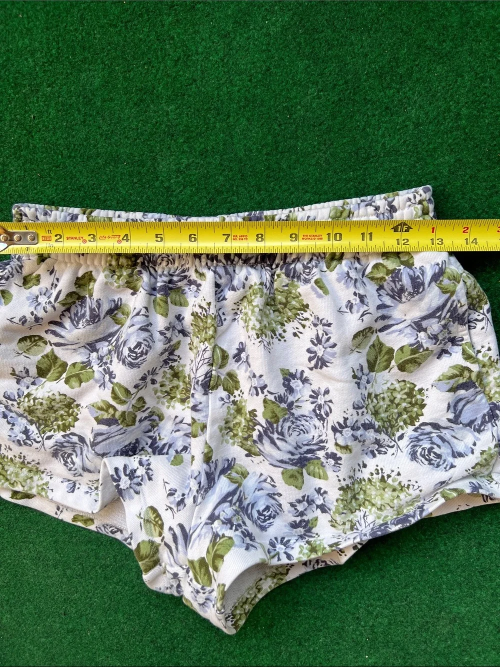 Levi's White Floral Athletic Shorts with Green Accents